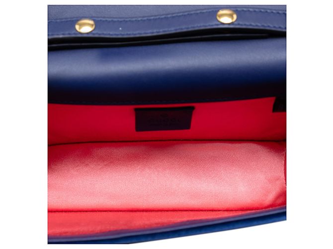 Borsa a tracolla Gucci Crystal G Velvet Broadway blu - vista 4