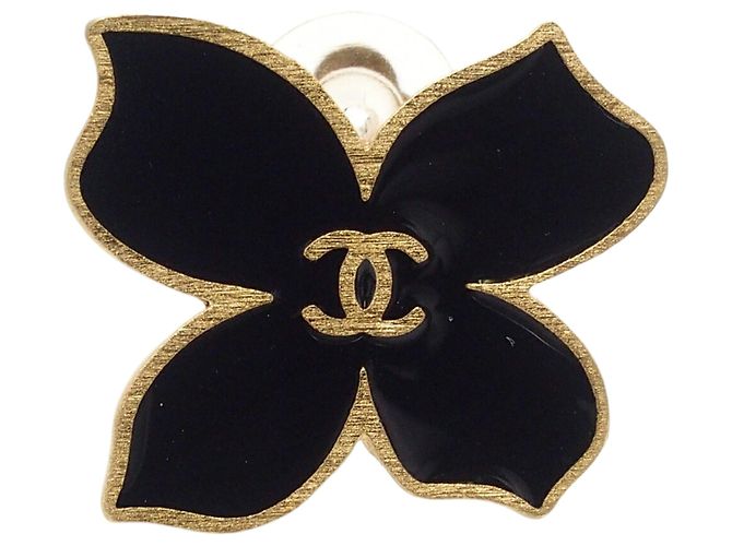 Orecchini a clip Chanel CC placcati oro con fiori smaltati D'oro - vista 3