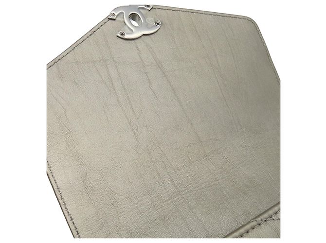Borsa a tracolla a bustina Data Center Small Chevron Calfskin Embellished Silver Chanel Argento - vista 9
