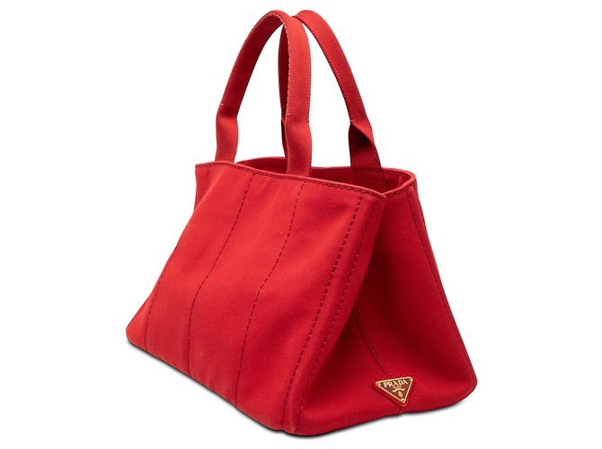 Tote Rote Prada Canvas Canapa Logo Satchel Tasche - Ansicht 2