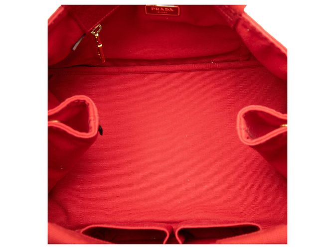 Tote Rote Prada Canvas Canapa Logo Satchel Tasche - Ansicht 4
