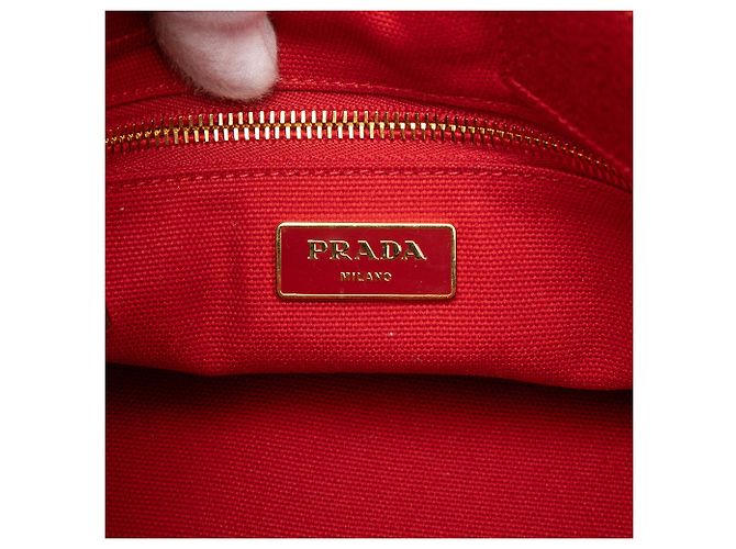 Tote Rote Prada Canvas Canapa Logo Satchel Tasche - Ansicht 5