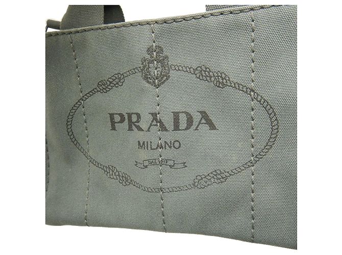 Tote Bolso Satchel Prada Small Canvas Canapa Logo Gris - vista 11