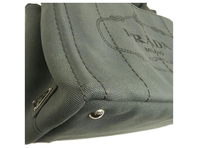 Tote Bolso Satchel Prada Small Canvas Canapa Logo Gris - vista 13