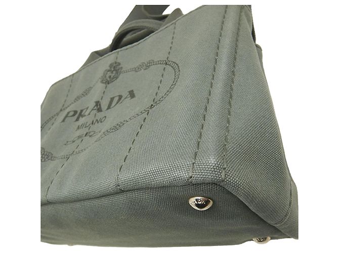 Tote Bolso Satchel Prada Small Canvas Canapa Logo Gris - vista 14