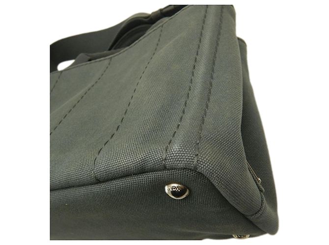 Tote Bolso Satchel Prada Small Canvas Canapa Logo Gris - vista 16