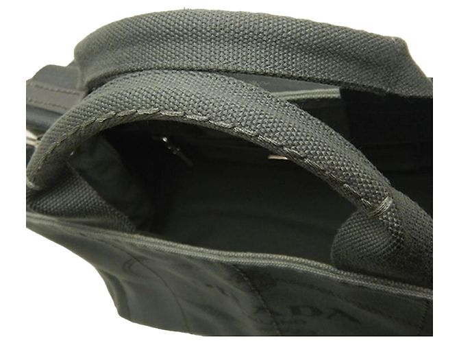 Tote Bolso Satchel Prada Small Canvas Canapa Logo Gris - vista 17