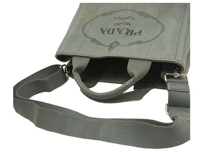 Tote Bolso Satchel Prada Small Canvas Canapa Logo Gris - vista 18