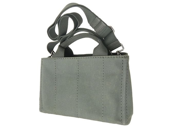 Tote Bolso Satchel Prada Small Canvas Canapa Logo Gris - vista 2