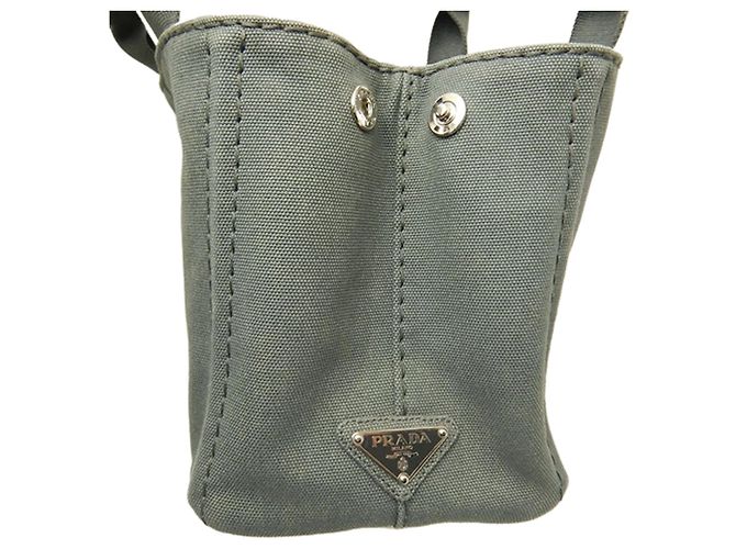 Tote Bolso Satchel Prada Small Canvas Canapa Logo Gris - vista 3