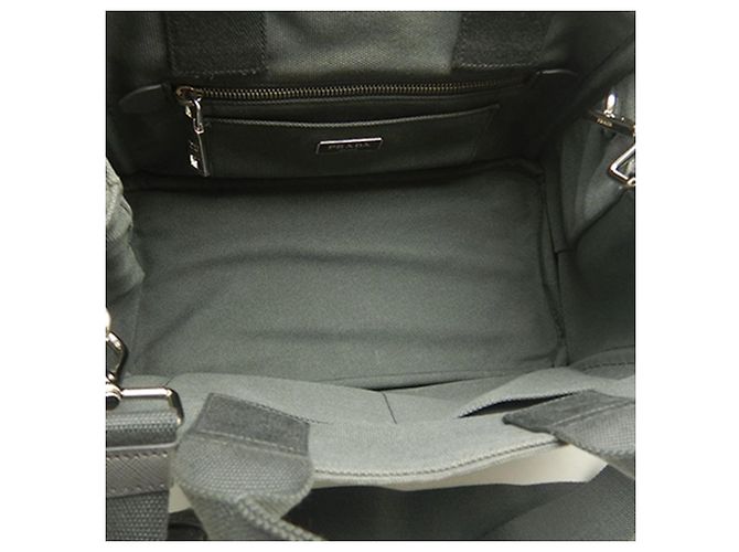 Tote Bolso Satchel Prada Small Canvas Canapa Logo Gris - vista 7