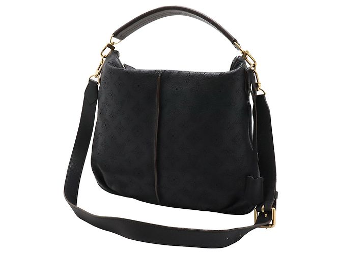 Borsa Satchel Louis Vuitton Monogram Mahina Selene MM Nera Nero - vista 2