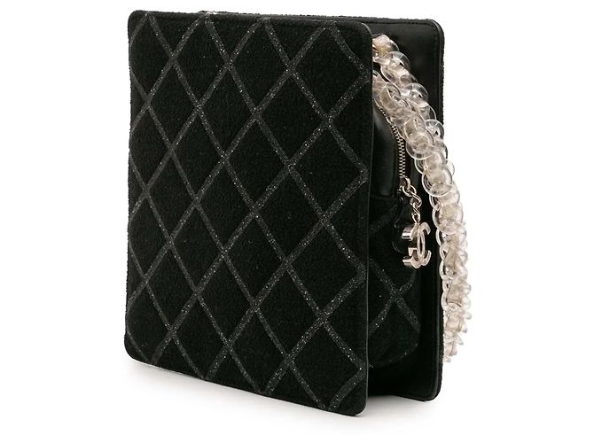 Borsa a tracolla Chanel CC Tweed Chain Fantasy nera Nero - vista 2