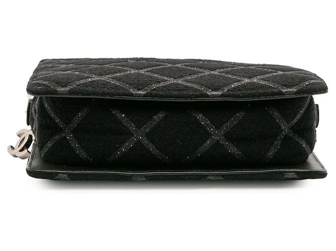 Borsa a tracolla Chanel CC Tweed Chain Fantasy nera Nero - vista 3
