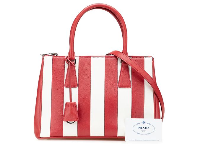 Borsa Prada Galleria Small Bicolor Saffiano Double Zip, Rossa Rosso - vista 12