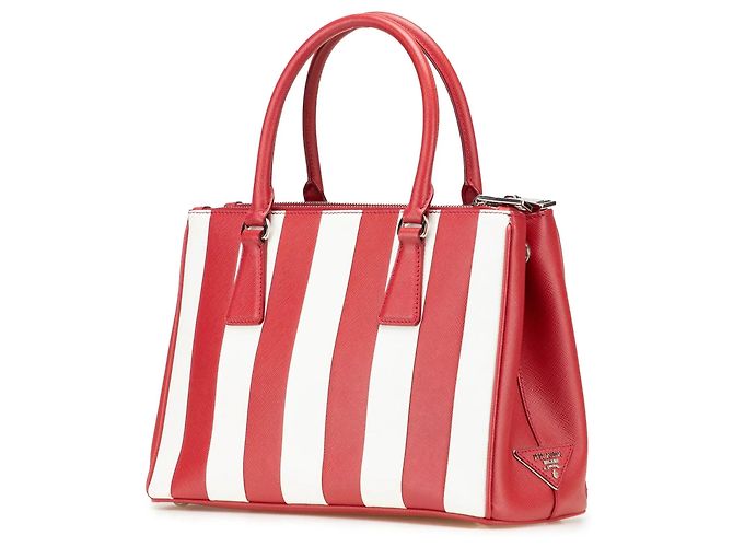 Borsa Prada Galleria Small Bicolor Saffiano Double Zip, Rossa Rosso - vista 2