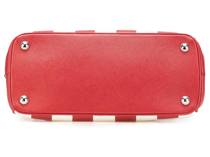 Borsa Prada Galleria Small Bicolor Saffiano Double Zip, Rossa Rosso - vista 3