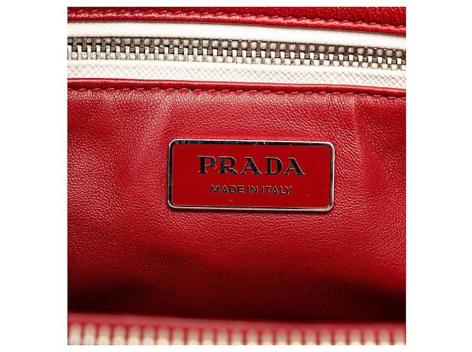 Borsa Prada Galleria Small Bicolor Saffiano Double Zip, Rossa Rosso - vista 5