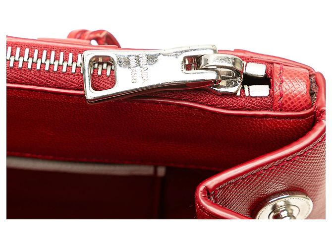 Borsa Prada Galleria Small Bicolor Saffiano Double Zip, Rossa Rosso - vista 8