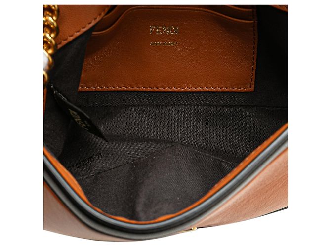 Borsa a spalla Fendi Mini Bicolor Nappa Apolo Chain Baguette Marrone - vista 4