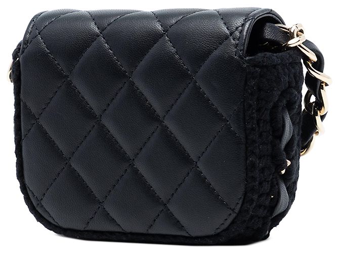 Borsa a tracolla Chanel Mini CC Quilted Lambskin Crochet Flap Nera Nero - vista 2