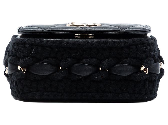 Borsa a tracolla Chanel Mini CC Quilted Lambskin Crochet Flap Nera Nero - vista 3