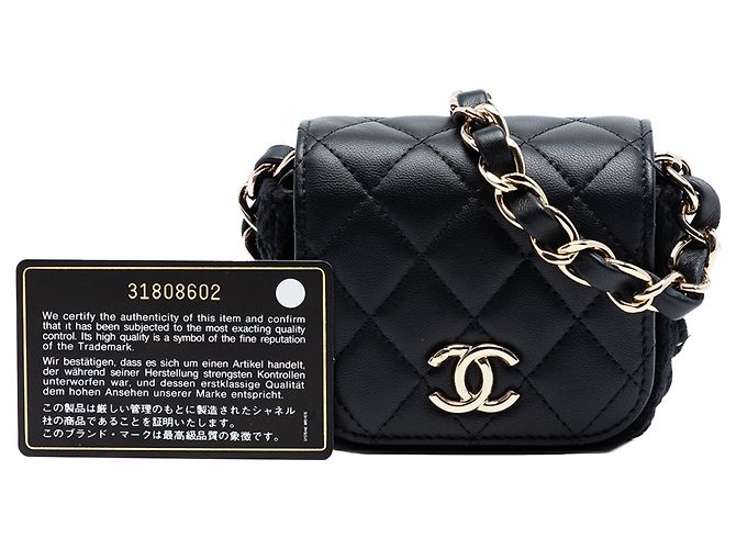 Borsa a tracolla Chanel Mini CC Quilted Lambskin Crochet Flap Nera Nero - vista 8