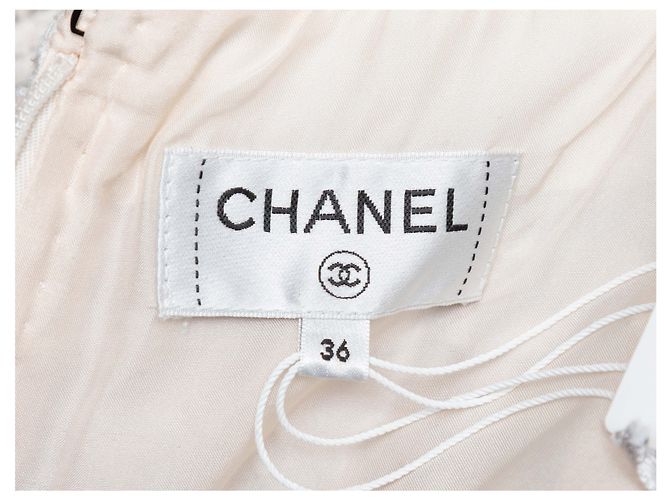 Falda de tweed a cuadros en mezcla de seda blanco y beige Chanel Talla FR 36 - vista 4