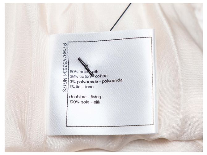 Falda de tweed a cuadros en mezcla de seda blanco y beige Chanel Talla FR 36 - vista 5