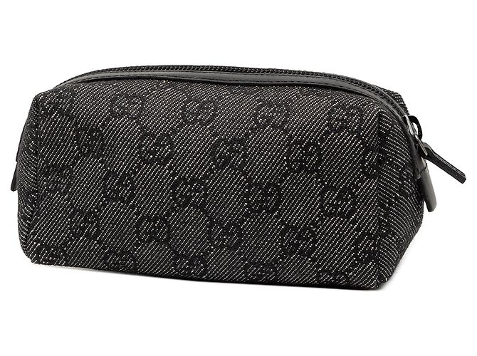 Beauty case in denim Gucci GG grigio - vista 2
