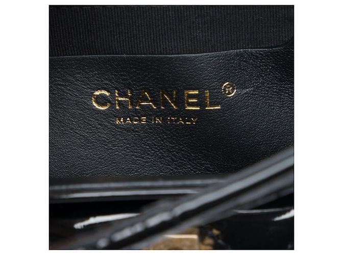 Borsa a patta Chanel Mini Quilted Patent Graphic Catch nera Nero - vista 5