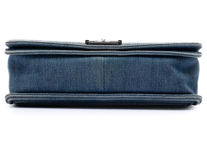 Borsa a tracolla Chanel Large Quilted Denim Boy Flap Blu - vista 3