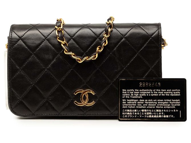 Borsa a tracolla Chanel Mini CC Quilted Lambskin Full Flap Nera Nero - vista 7