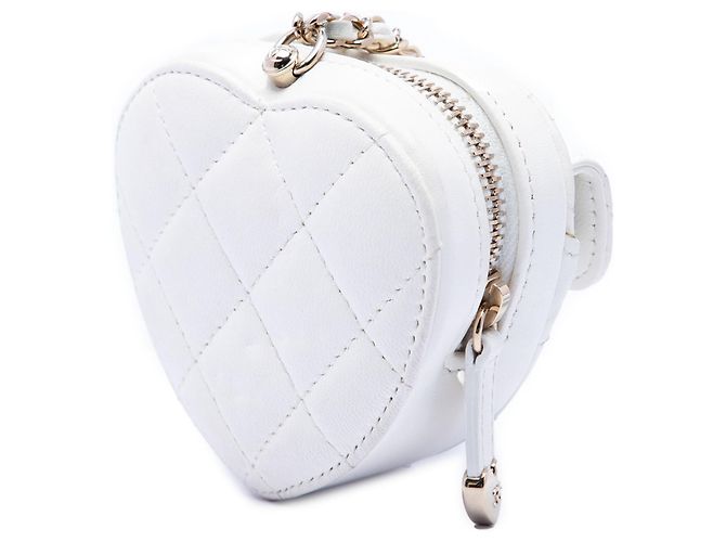 Collana per borsa Chanel Mini Quilted Lambskin CC in Love Heart bianca Bianco - vista 2