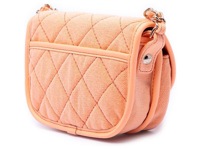 Borsa a tracolla Chanel Mini CC Quilted Denim Messenger Flap Arancione - vista 2