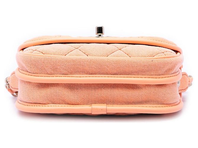 Borsa a tracolla Chanel Mini CC Quilted Denim Messenger Flap Arancione - vista 3