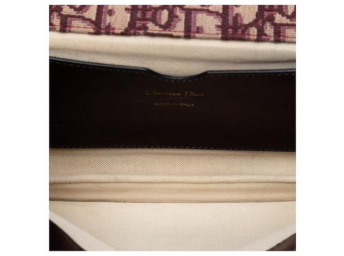 Borsa a tracolla con catena Dior Oblique Canvas Burgundy Bordò - vista 4