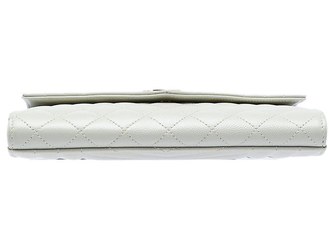Clutch a Busta Saint Laurent Grain De Poudre Triquilt Monogram Bianca Bianco - vista 3