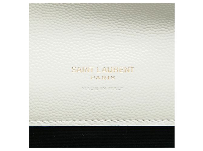Clutch a Busta Saint Laurent Grain De Poudre Triquilt Monogram Bianca Bianco - vista 5