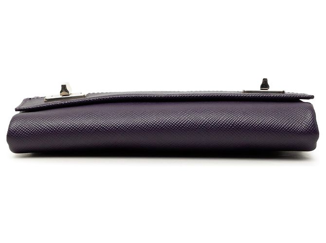 Purple Prada Saffiano Cuir Twist Lock Chain Flap Crossbody Bag - view 3
