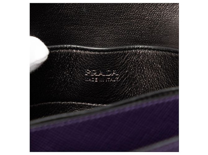 Purple Prada Saffiano Cuir Twist Lock Chain Flap Crossbody Bag - view 5
