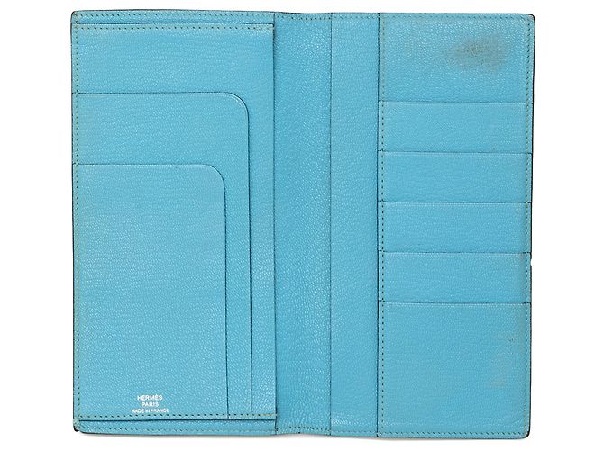 Cartera larga Evelyne Hermès en Chevre Mysore azul - vista 4