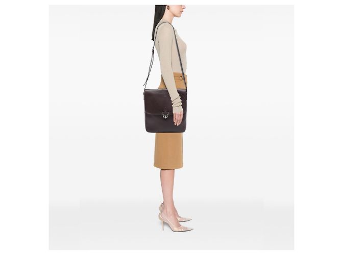 Borsa a tracolla in pelle marrone con patta Anagram LOEWE - vista 6