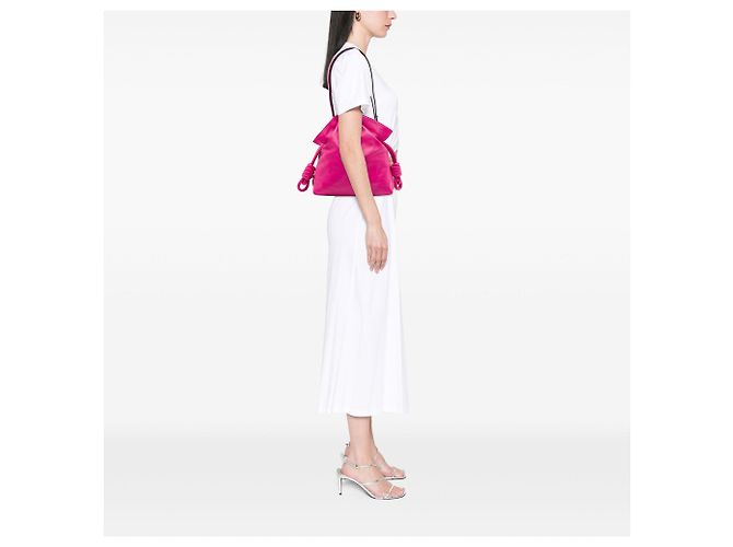 Borsa a tracolla LOEWE Flamenco Knot Medium in nappa rosa - vista 7