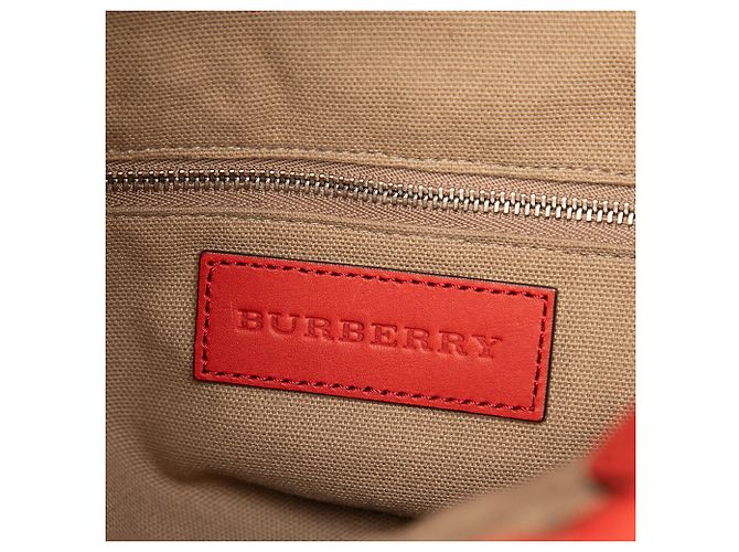 Borsa secchiello Ashby Burberry in tela House Check rossa e vitello Rosso - vista 5