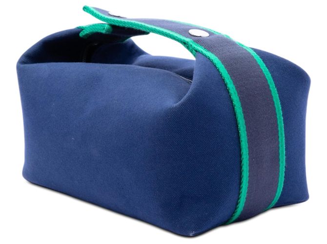 Blue Hermès Small Toile Bride A Brac Case Vanity Bag - view 2