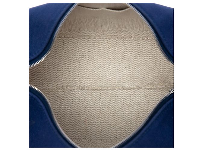 Blue Hermès Small Toile Bride A Brac Case Vanity Bag - view 4