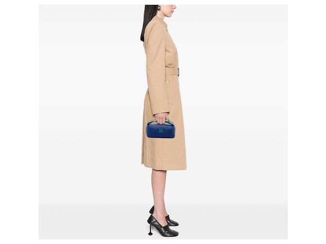 Blue Hermès Small Toile Bride A Brac Case Vanity Bag - view 6