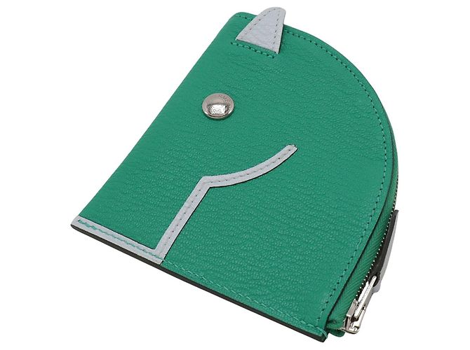 Portamonete Hermès Paddock in Chevre Verde - vista 2