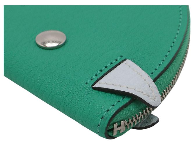 Portamonete Hermès Paddock in Chevre Verde - vista 3